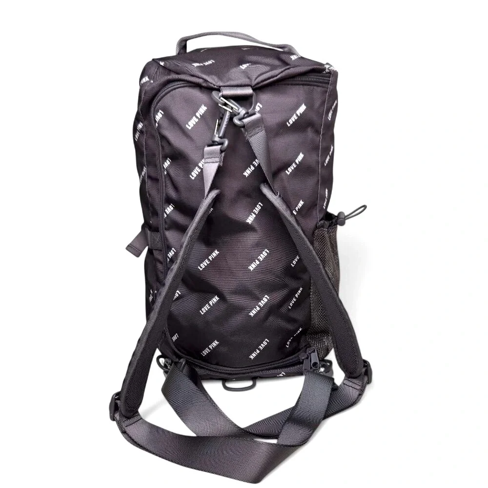 Victoria's Secret Pink Convertible Back Pack x Duffle Bag Grey Canvas Workout